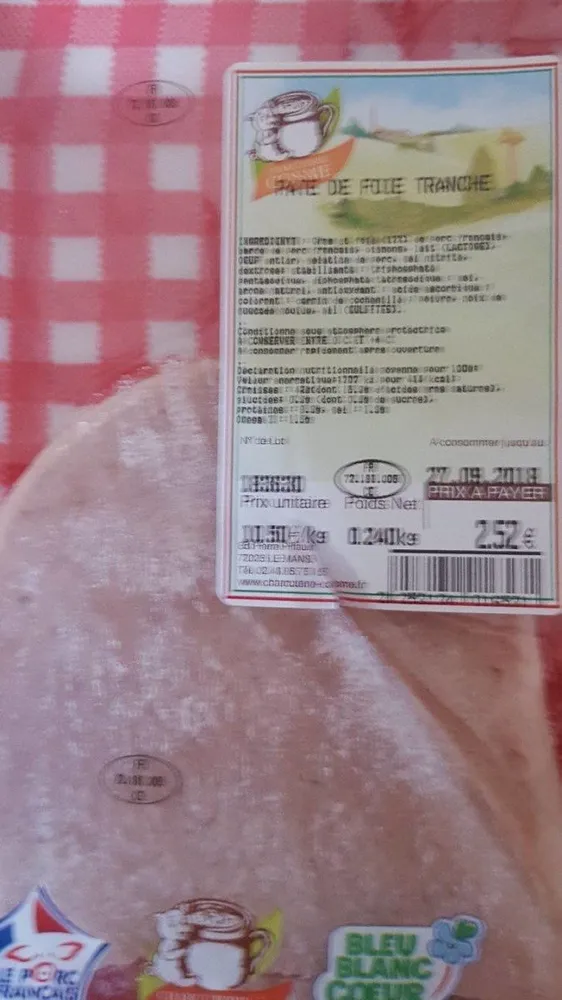Pate de foie de porc tranche