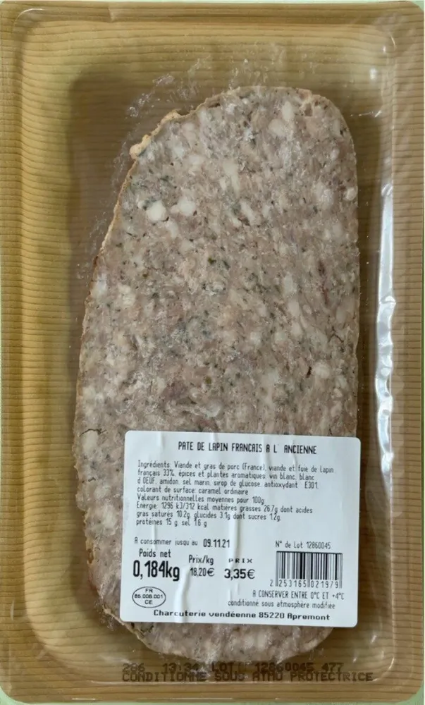 Pâté de lapin français à l’ancienne 0,184kg