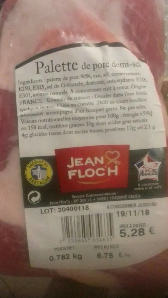 Palette de porc demi sel