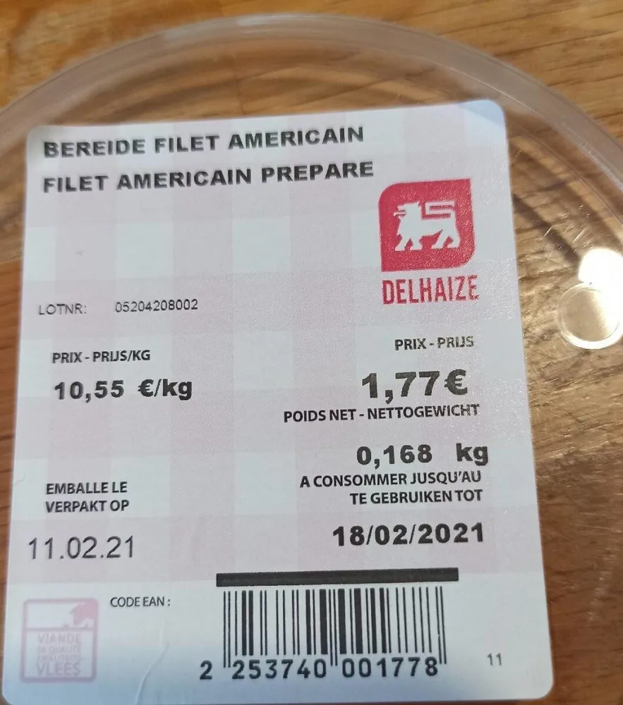 Filet américain préparé Delhaize