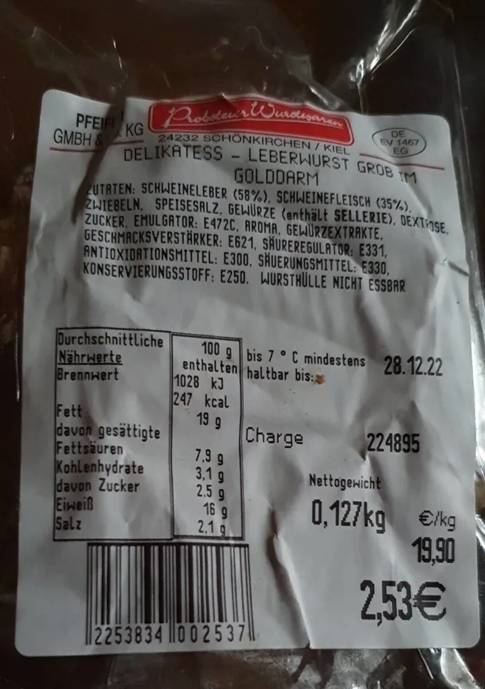 Delikatess Leberwurst grob