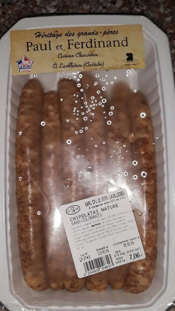 Chipolatas nature sans colorant