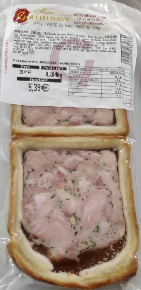 Pate croute de porc tranche