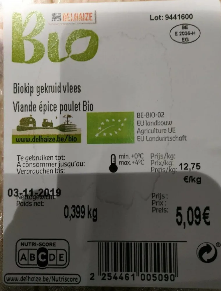 Viande épice poulet bio