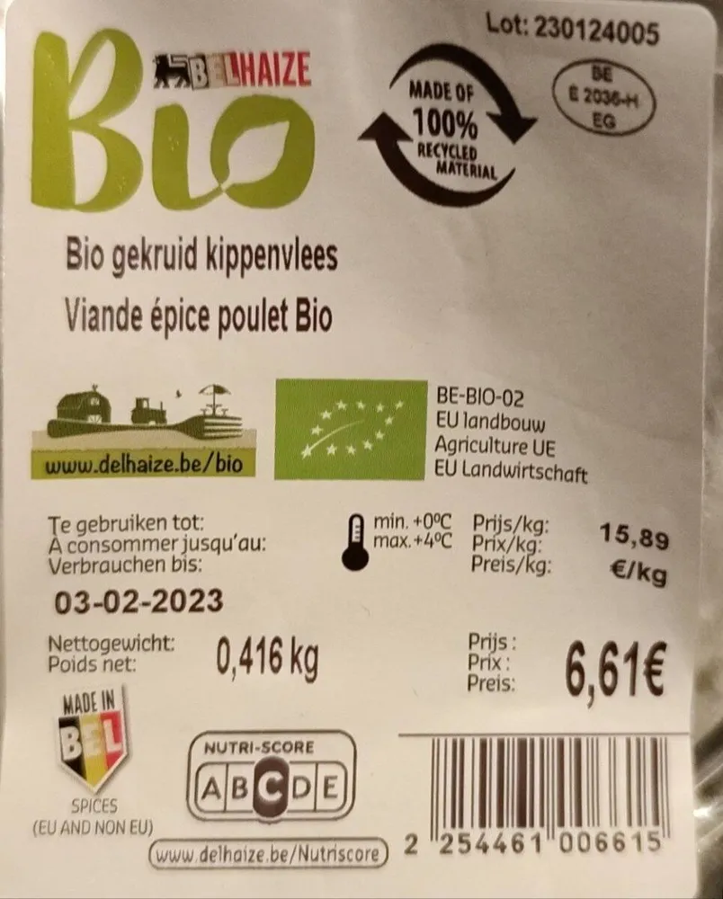 Viande épice poulet bio