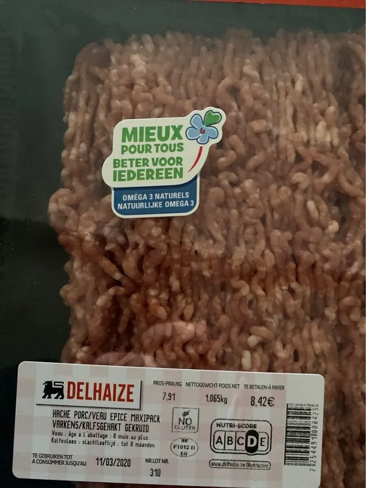 Hache porc/veau épicé