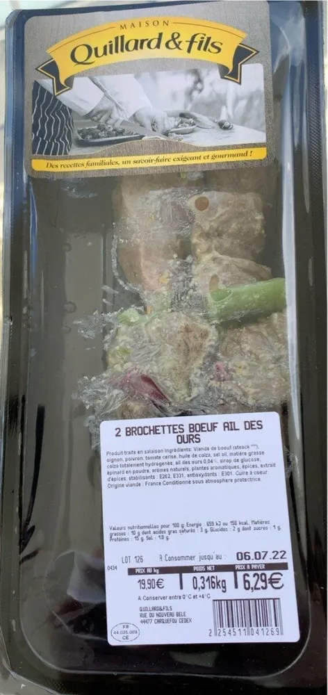 2 brochettes boeuf ail des ours