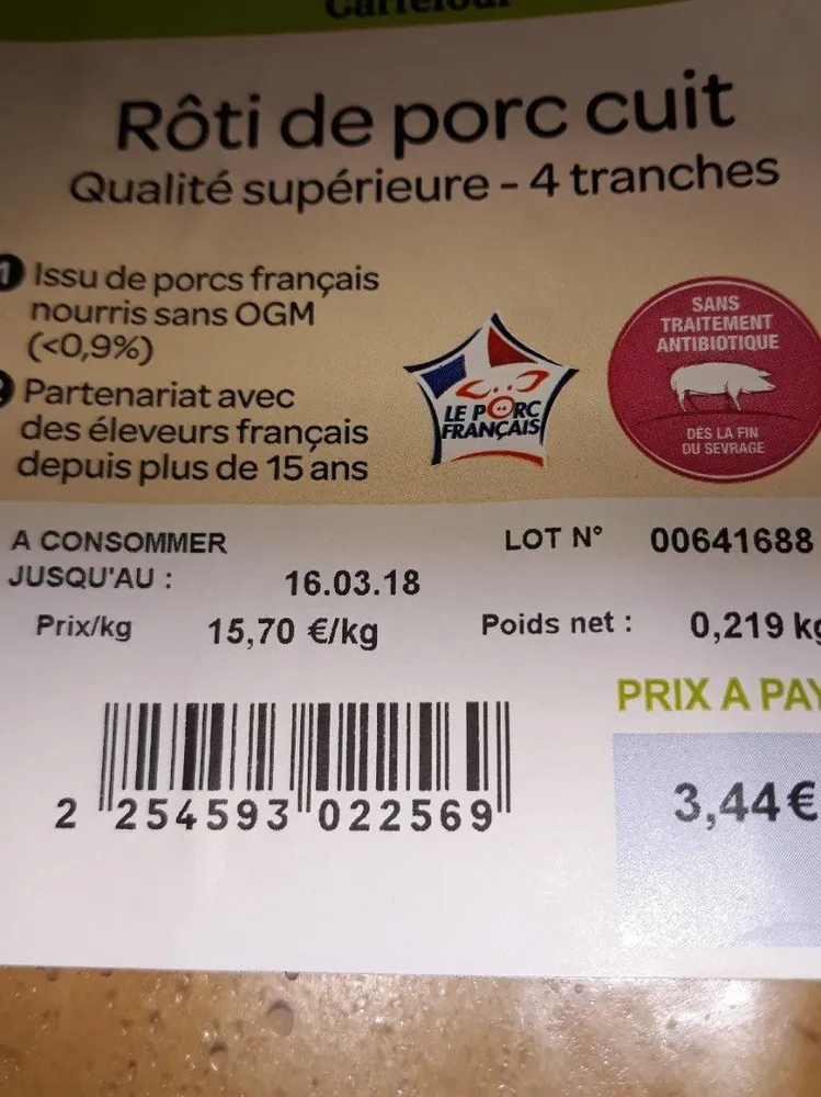 rôti de porc cuit