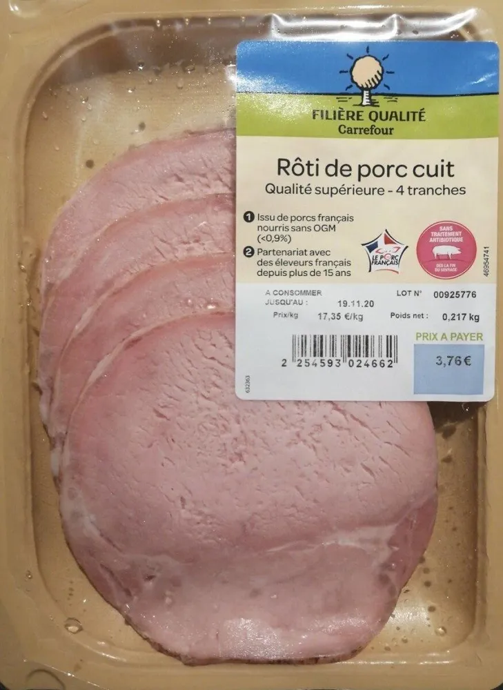 Rôti de porc cuit
