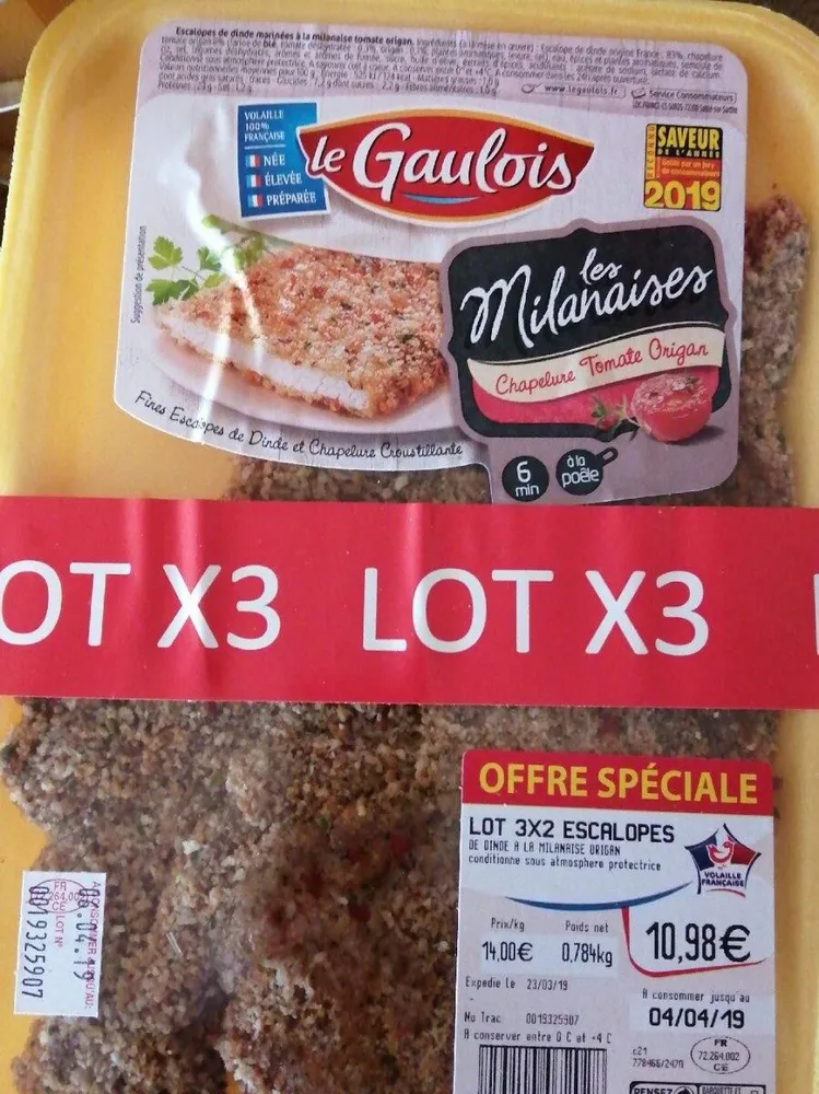 Escalope milanaise tomate origan
