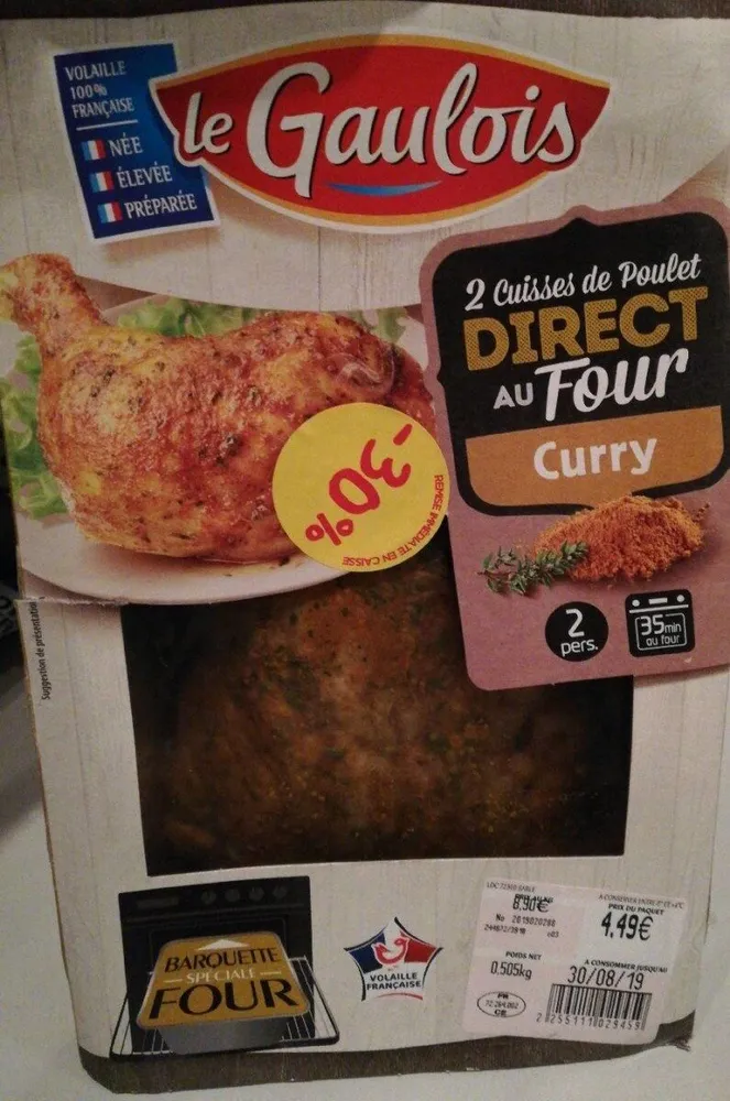 2 Cuisses de Poulet Direct au four Curry