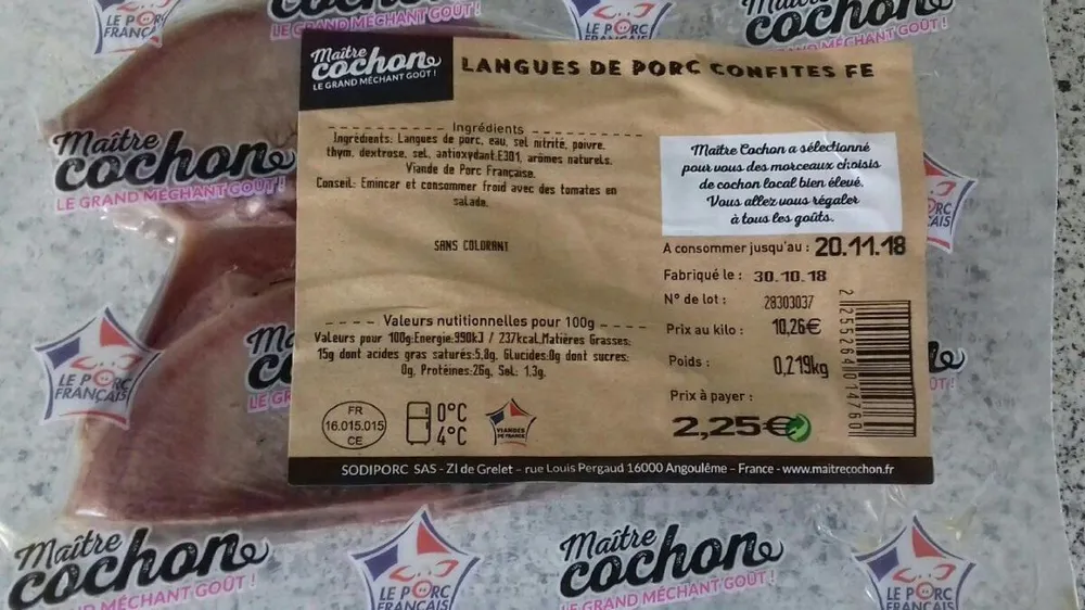 Langues de porc confites