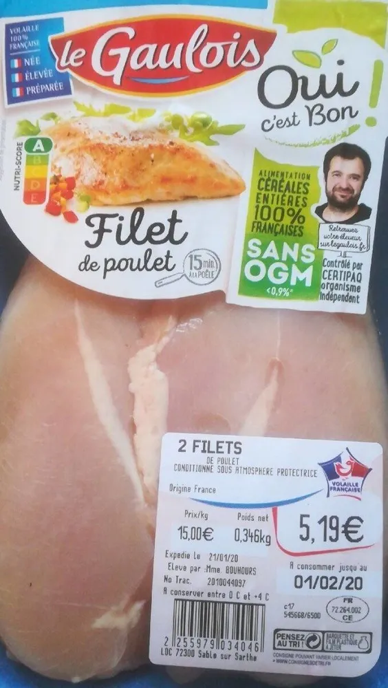 Filet poulet  sans ogm