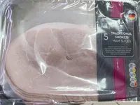 Traditional smoked ham slices