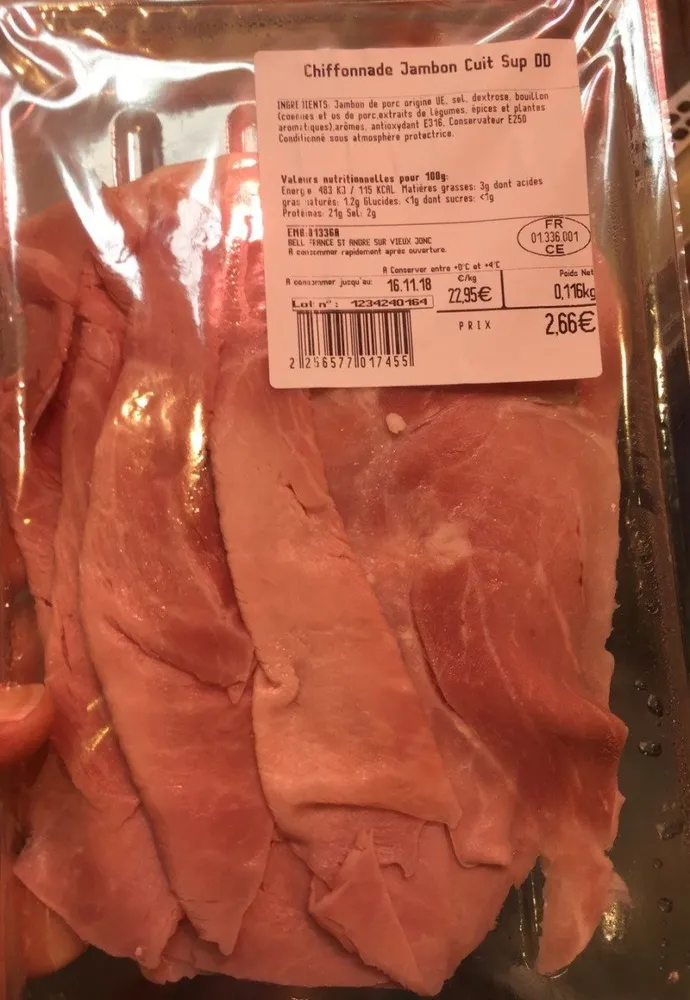 Chiffonade jambon cuit superieur
