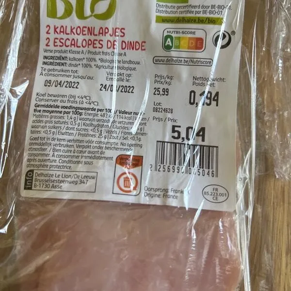 Escalope de dinde bio