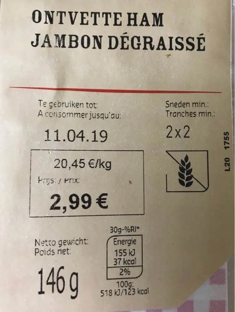 Jambon dégraissé