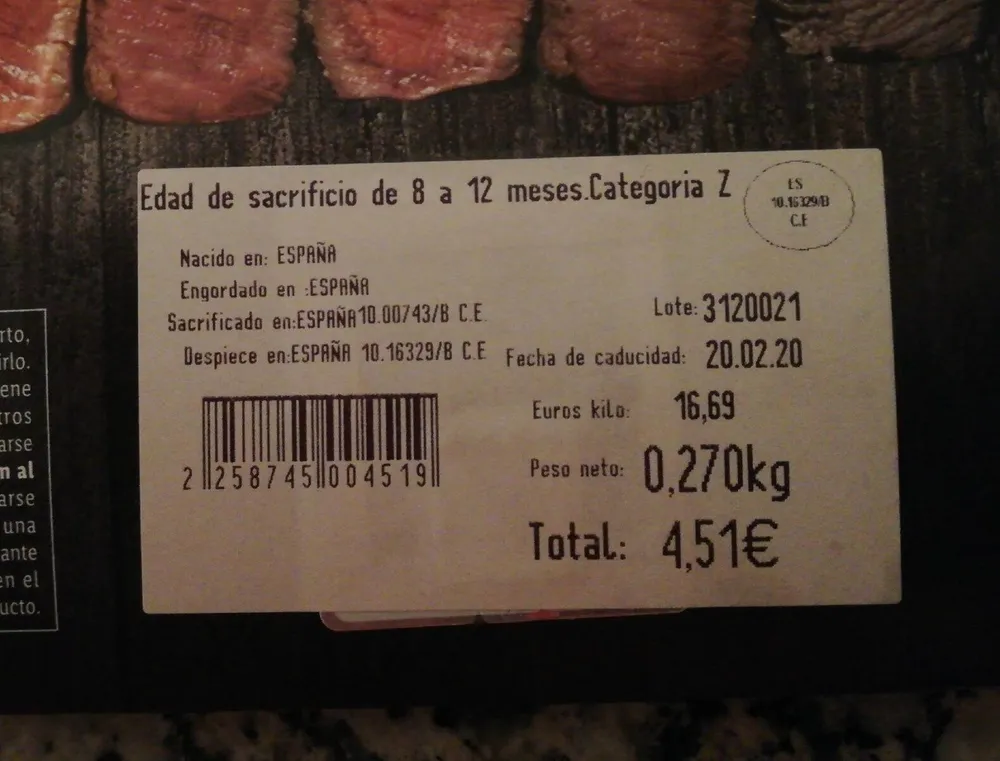 Entrecot de ternera