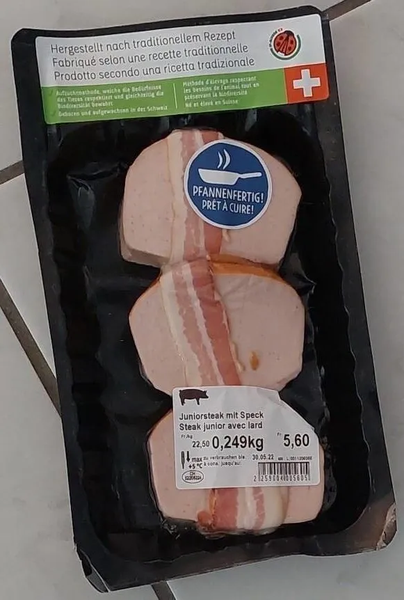 Steak junior avec lard
