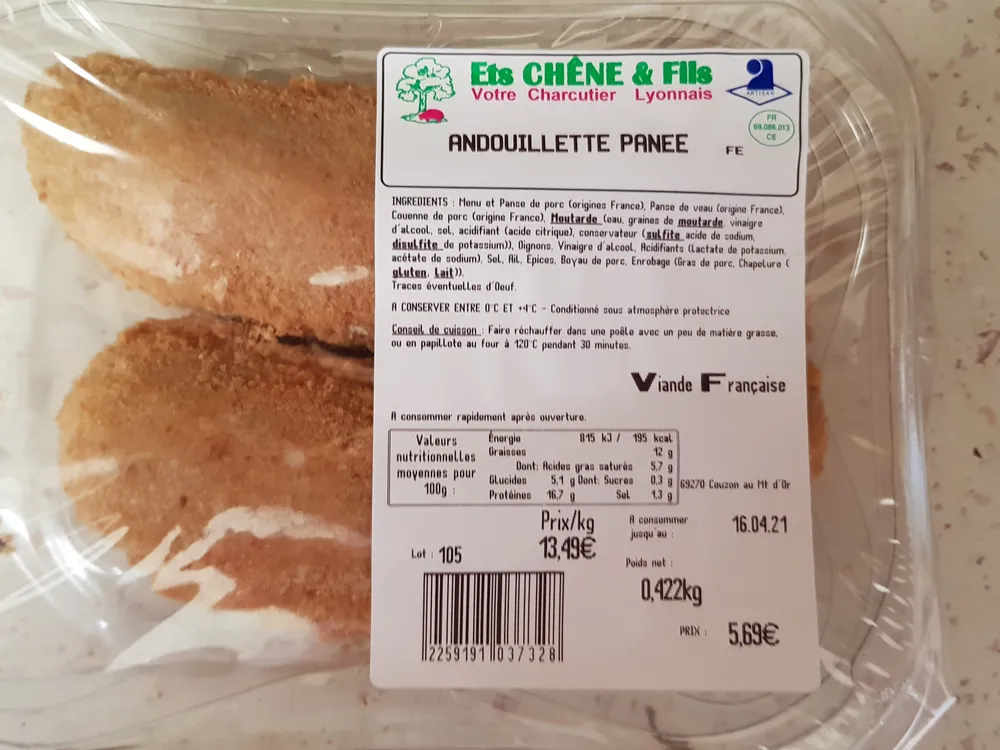 Andouillette panee