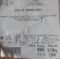 Bloc de jambon choix