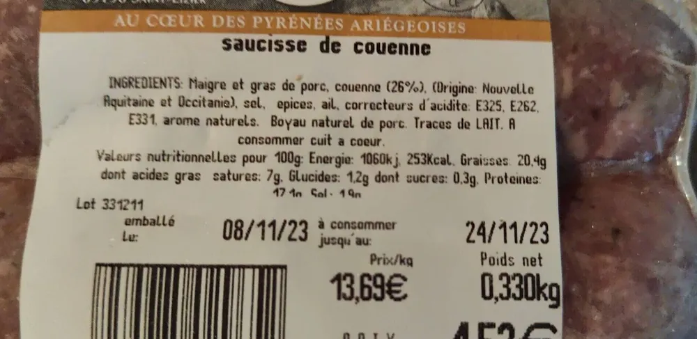 Saucisse de couenne