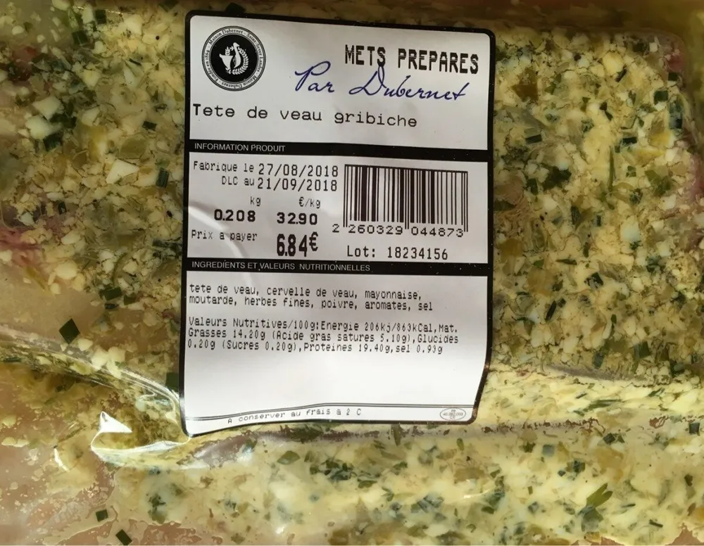 Tête de veau gribiche