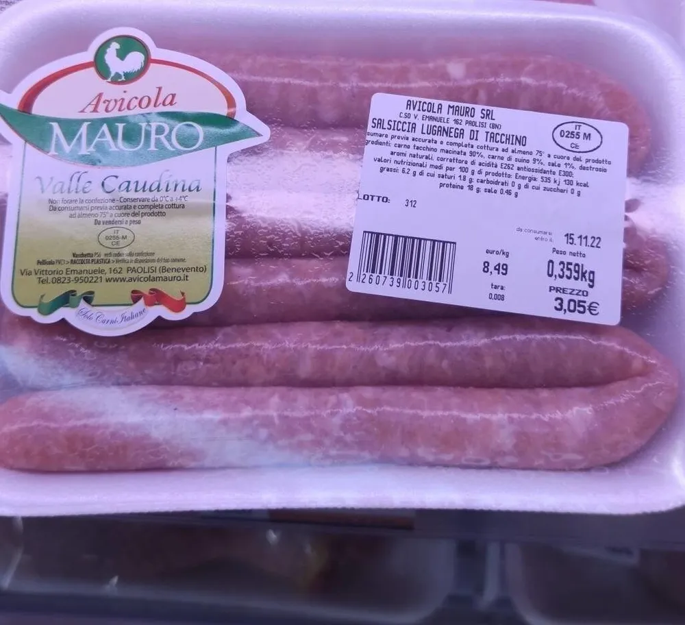 Salsiccia luganese di tacchino