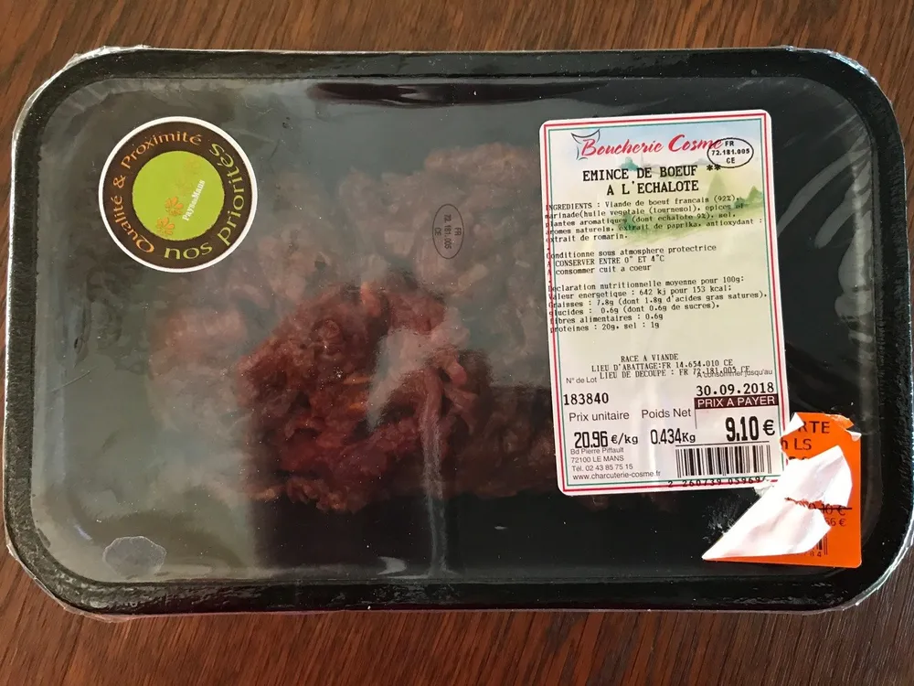 Emincé de boeuf à l'échalote