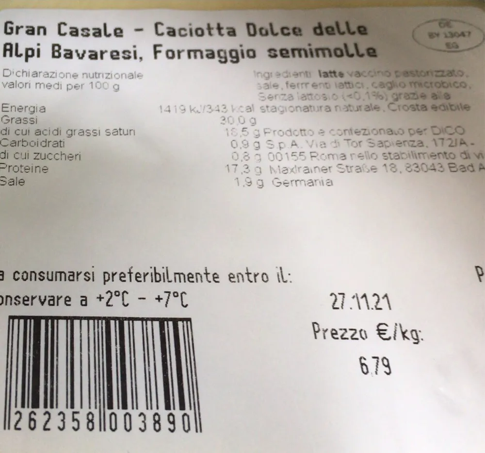 caciotta dolce