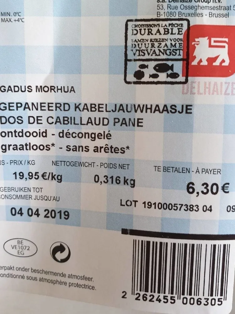 Dos de cabillaud pané
