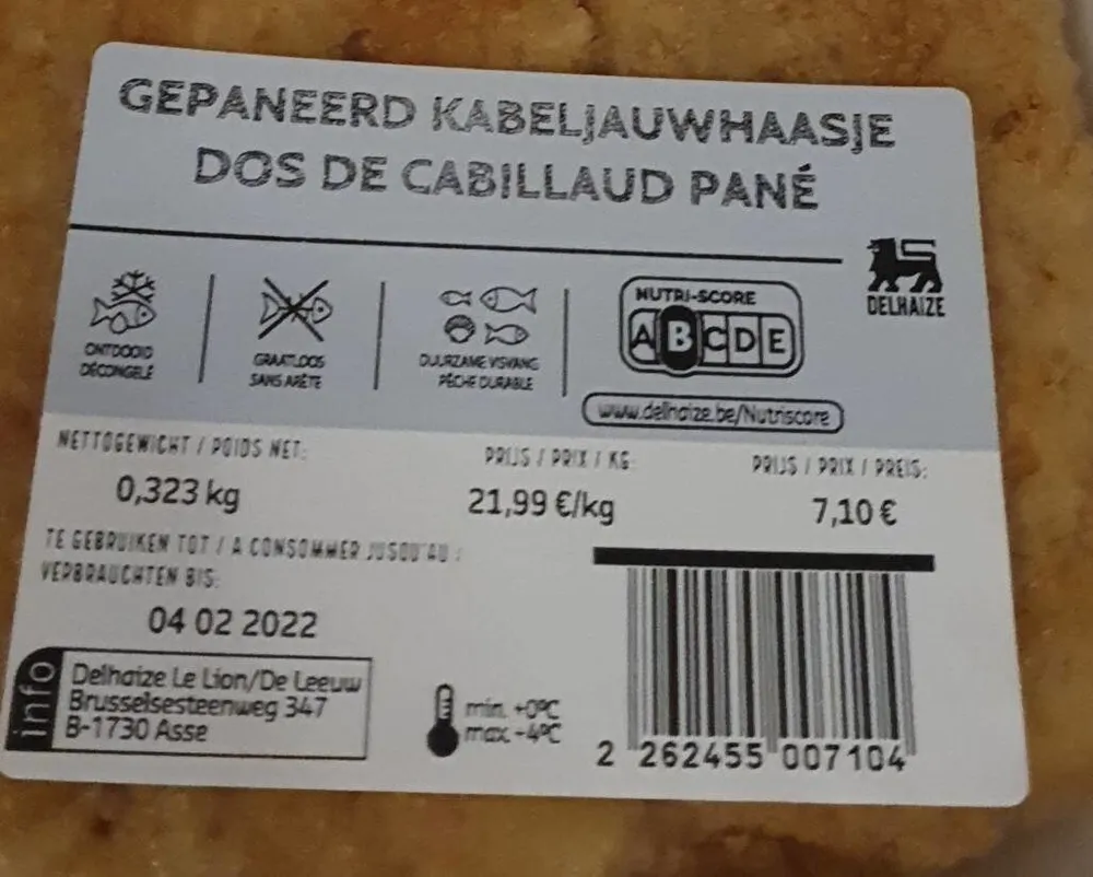 Dos de cabillaud pané