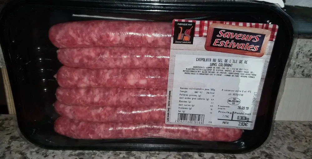 Chipolata. Au sel de l'île de Rè sans colorant