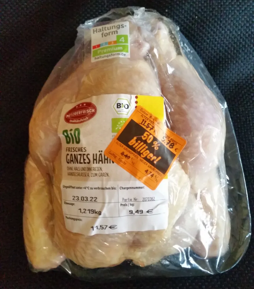 Bio frisches ganzes Hähnchen