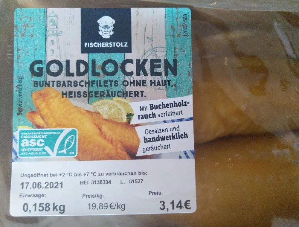 Goldlocken (Buntbarschfilets ohne Haut, heißgräuchert)