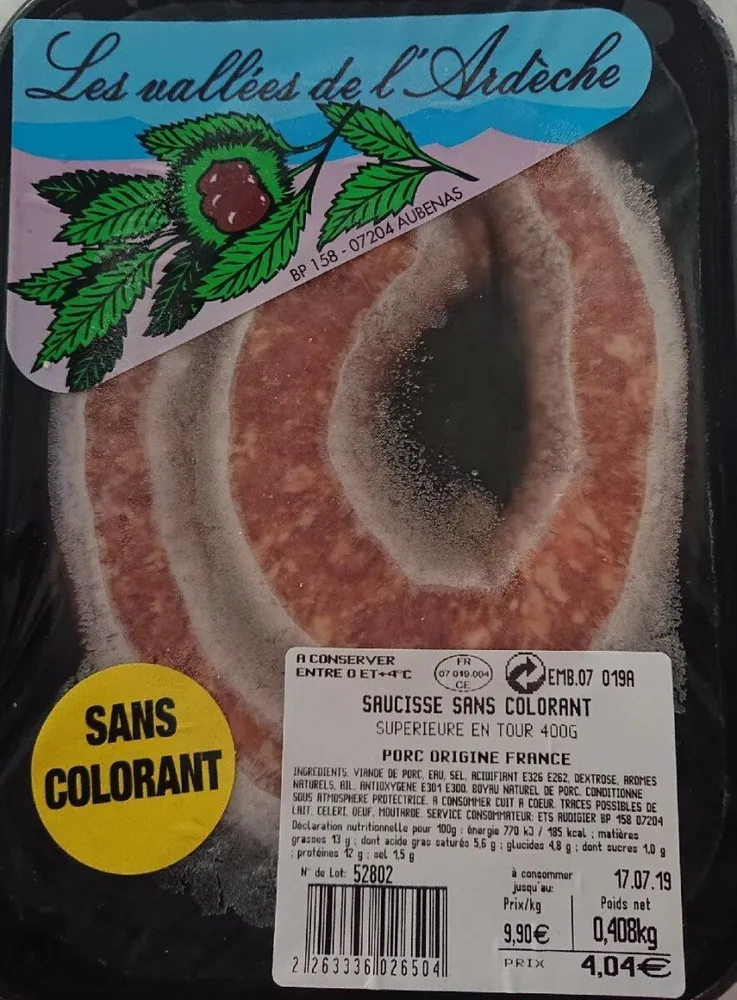 Saucisse sans colorant