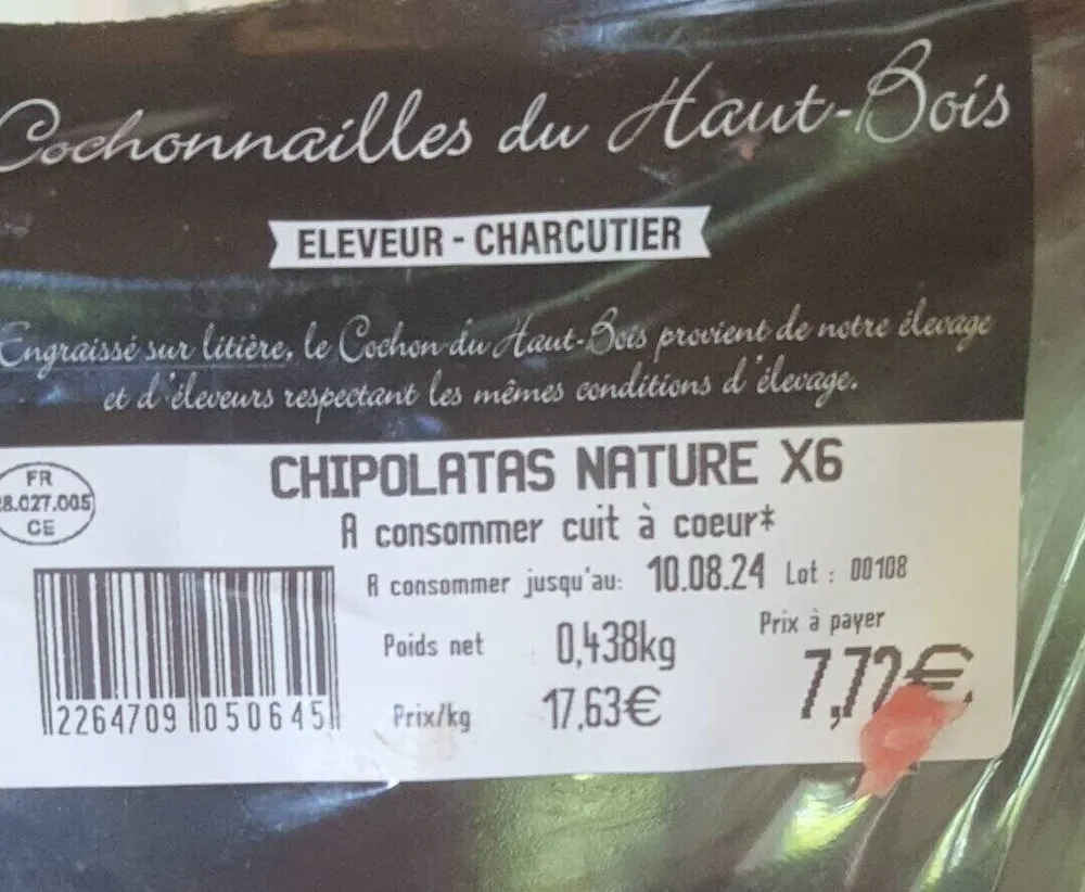 Chipolatas nature X 6