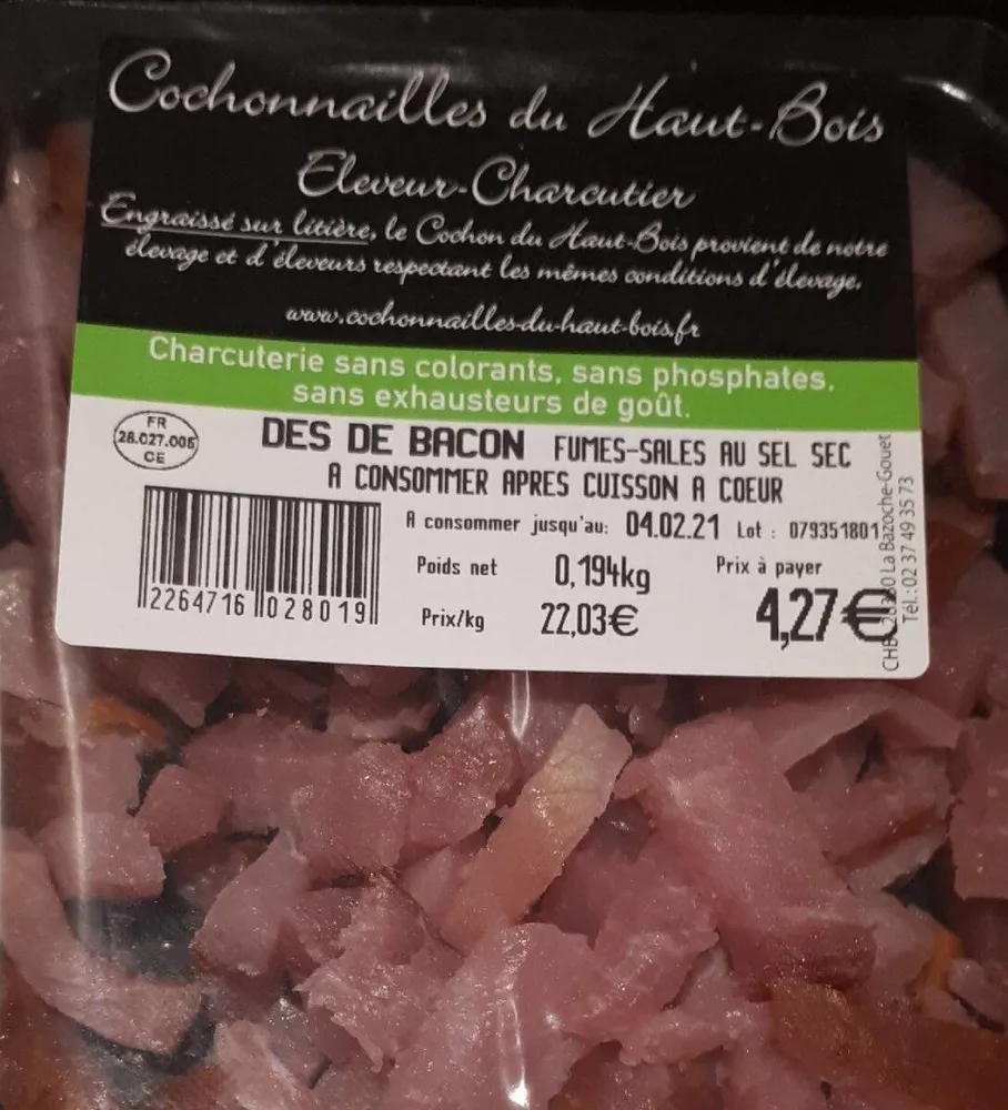 Dés de bacon fumés