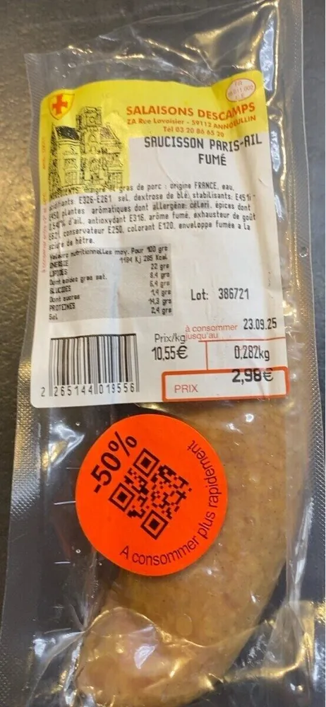 Saucisson Paris Ail fumé