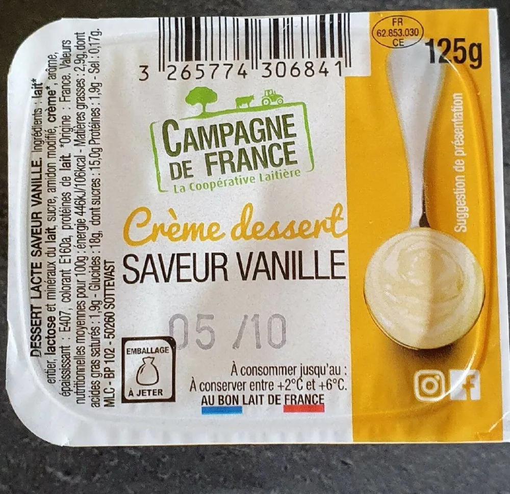 Creme dessert saveur  vanille