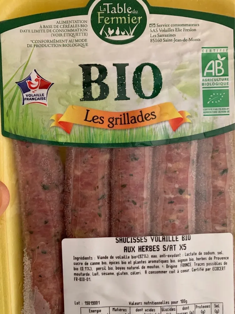 Saucisses volaille bio