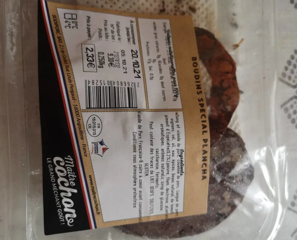 Boudins spéciale plancha