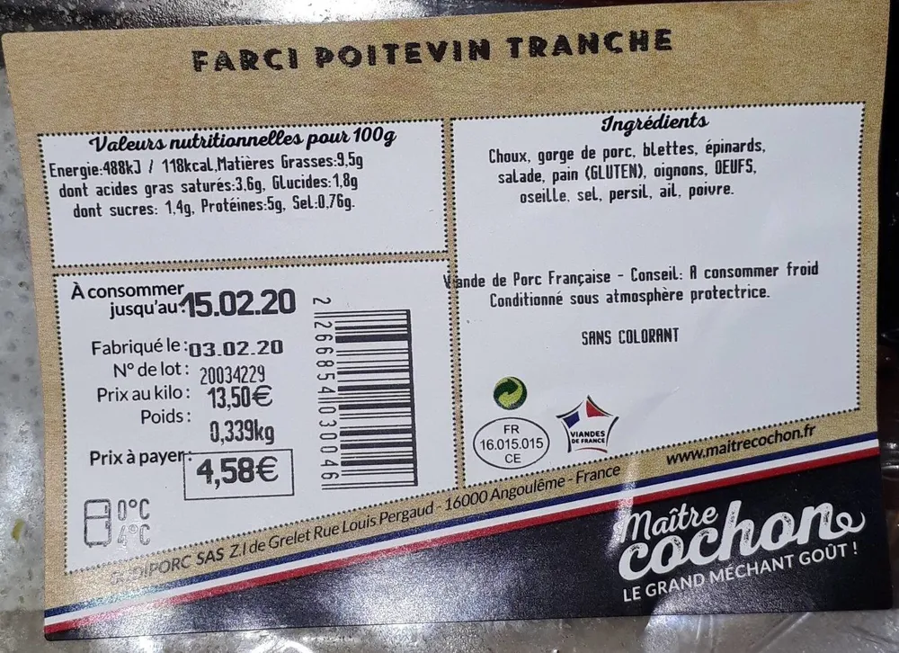 FARCI POITEVIN TRANCHE