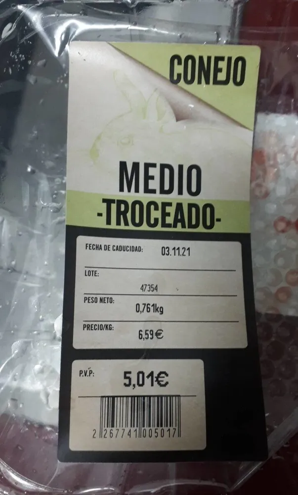 Conejo Medio Troceado