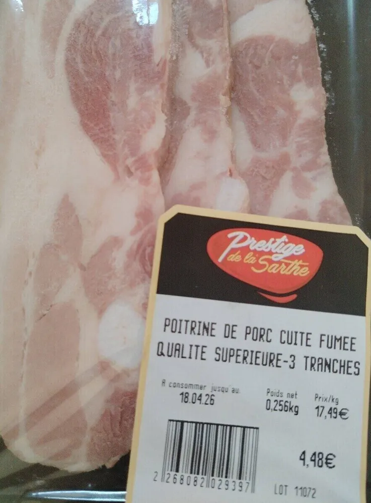 Poitrine de porc cuite fumée