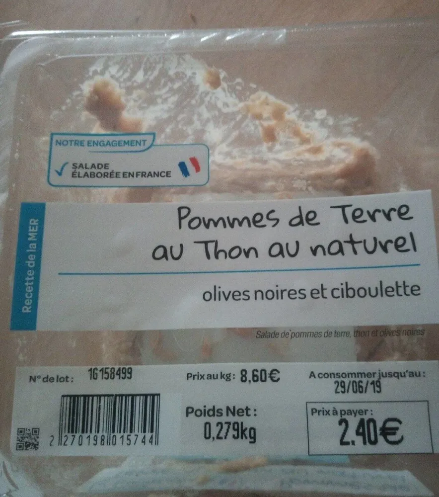 Salade pommes de terre au thon au naturel
