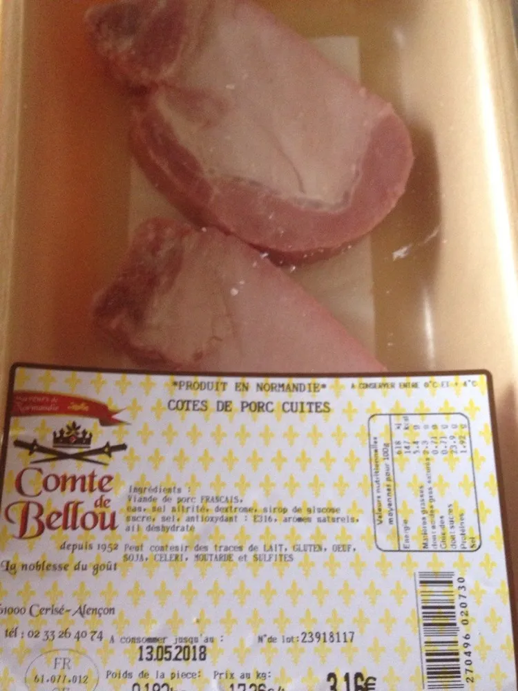 Cotes de porc cuites