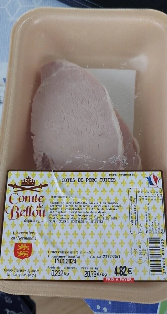 Cotes de porc cuites