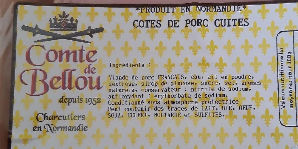 Côtes de porc cuites