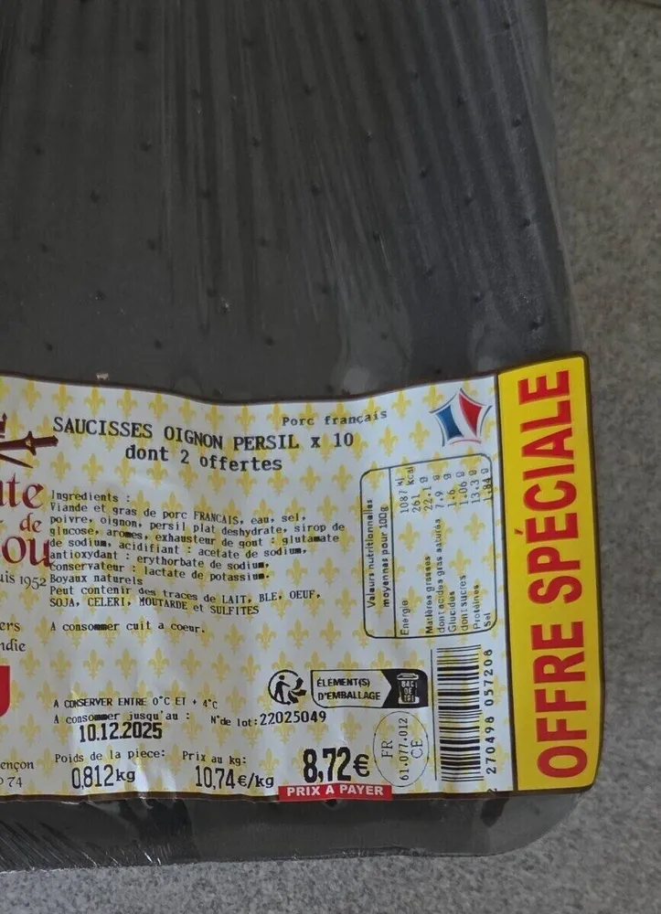 Saucisses oignon persil